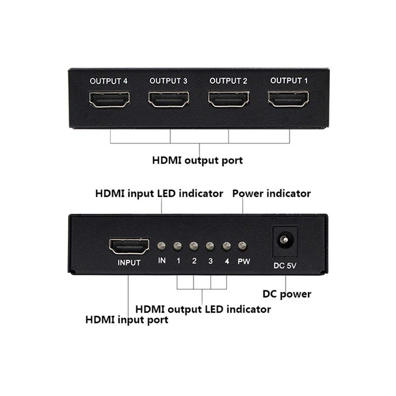 HDSUNWSTD Ultra HD 4K HDMI Splitter 1X4 Port 3D UHD 1080p 4K*2K Video HDMI Switch Switcher HDMI 1 Input 4 Output HUB Repeater Amplifier - Image 3